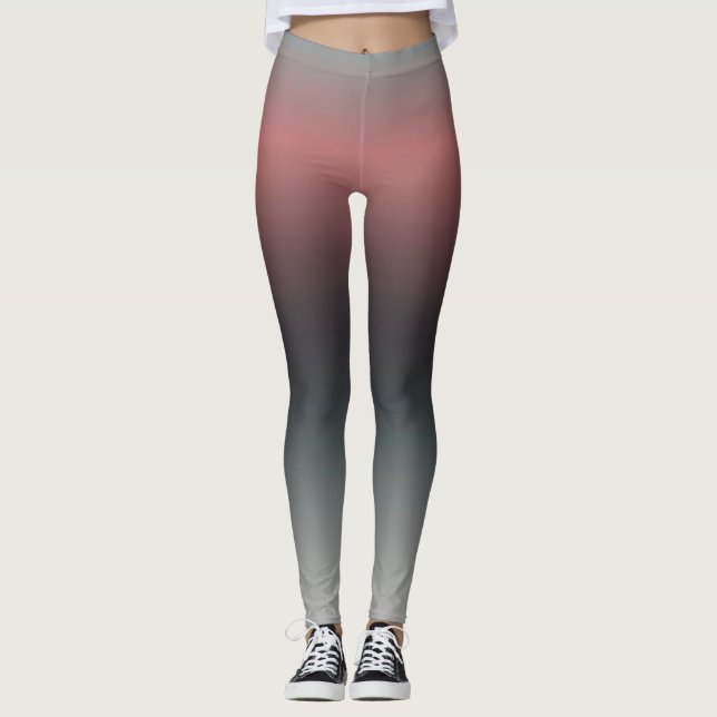 Leggings Gris, rose, dégradé noir, Ombre. (Devant)