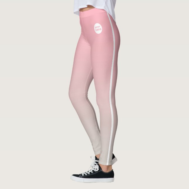 Leggings Gris rose Ombre Gradient Custom Business Logo (Gauche)