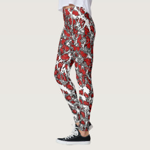 Leggings Gris rouge et blanc Abstraits