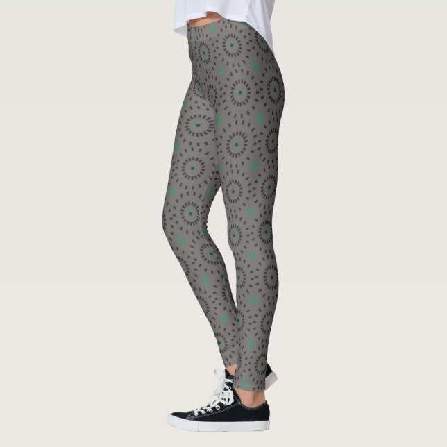Leggings Gris sur les cercles gris Motif (Gauche)