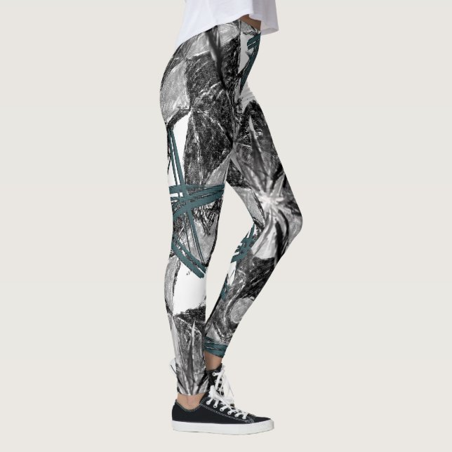 leggings gris vert noir long adolescent (Droite)