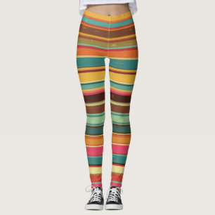 Leggings Groove Waves les années 70 Motif de ligne psychédé
