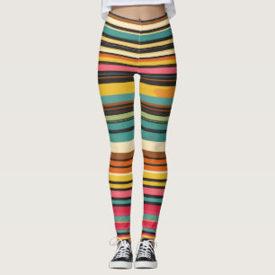 Leggings Groove Waves les années 70 Motif de ligne psychédé