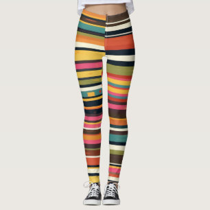 Leggings Groove Waves les années 70 Motif de ligne psychédé