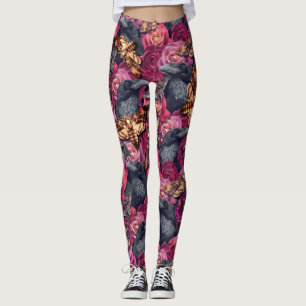 Leggings Gros Dusky Death Head Hawk Moths Gothic Raven