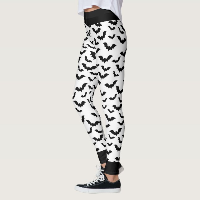 Leggings Grosses chauves-souris noires Halloween Pants Legg (Gauche)