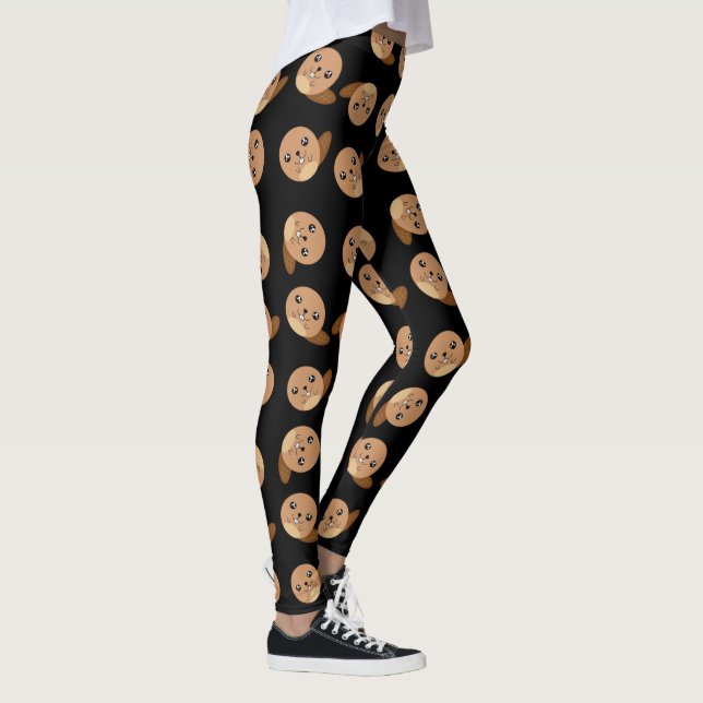 Leggings Grotte de castor de Cute kawaii noir (Droite)