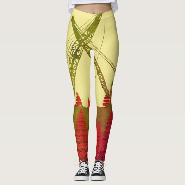 Leggings Grue de chenille d'art d'imaginaire de grue de (Devant)