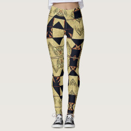 Leggings Grue en papier Beige et noir