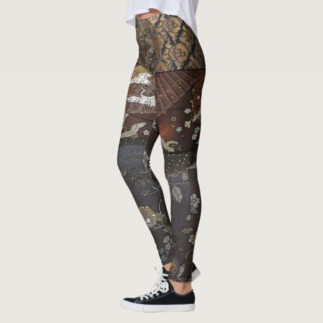 Leggings Grue en soie impériale pourpre de dragon (Gauche)