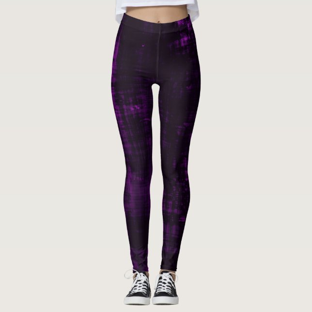 Leggings Grunge foncé texture crosshatch - Violet (Devant)