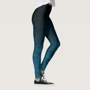 Leggings Grunge Ombre noir et Turquoise Texture