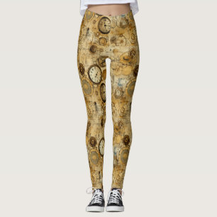 Leggings Grunge Rustic Steampunk Horloge (5)