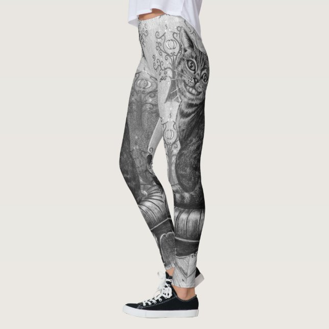 Leggings Guêtres Alice de chat de Cheshire partout au pays (Gauche)