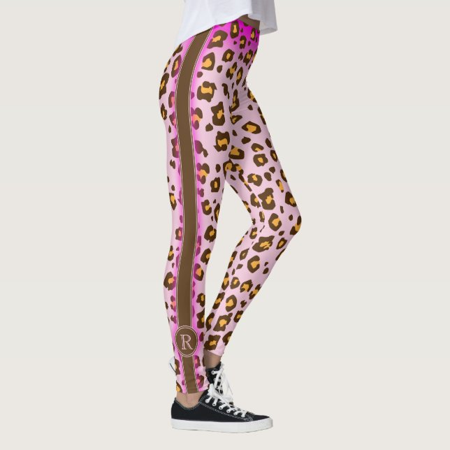 Leggings Guêtres animales roses de motif de léopard (Droite)
