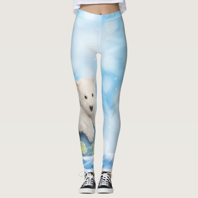 Leggings Guêtres arctiques du monde d'ours blanc (Devant)