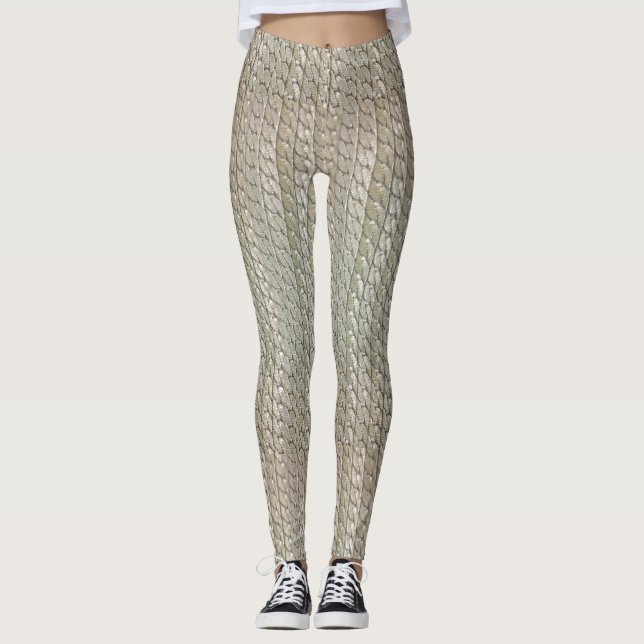 Leggings Guêtres argentées de peau de serpent de Faux (Devant)