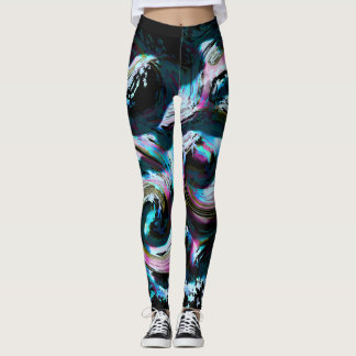 Leggings Guêtres au néon de tsunami conçues par Haydee