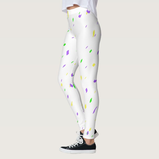Leggings Guêtres blanches de confettis de mardi gras (Gauche)