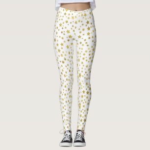 Leggings Guêtres blanches de femmes avec les étoiles d'or