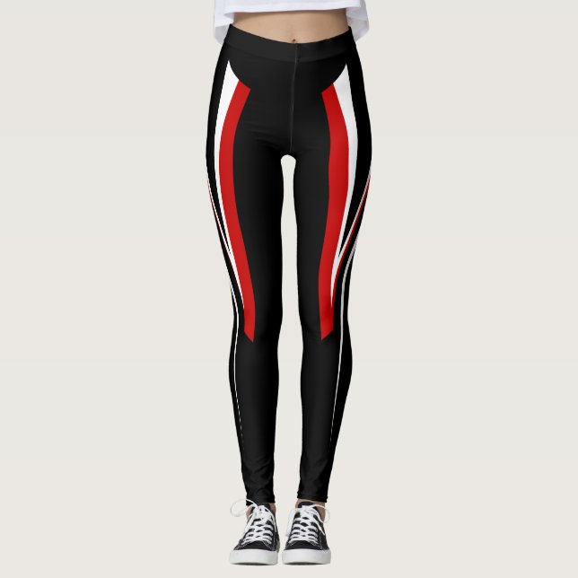 Leggings Guêtres blanches rouges noires (Devant)