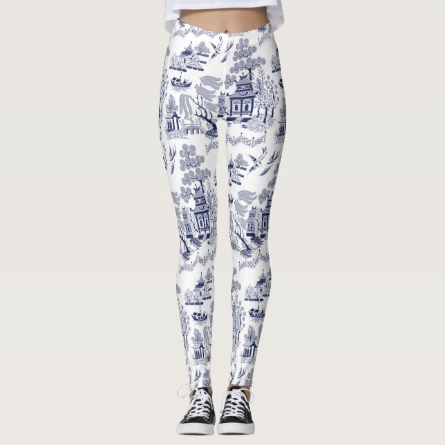 Leggings Guêtres bleues de conception de saule (Devant)