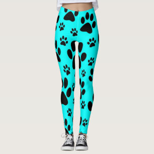Leggings Guêtres bleues et noires turquoises d'empreinte d