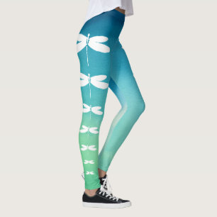 Leggings Guêtres bleues et vertes de libellule