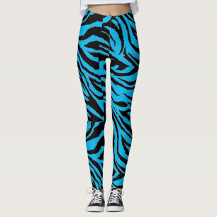 Leggings Guêtres bleues géniales d'impression de zèbre