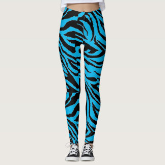 Leggings Guêtres bleues géniales d'impression de zèbre