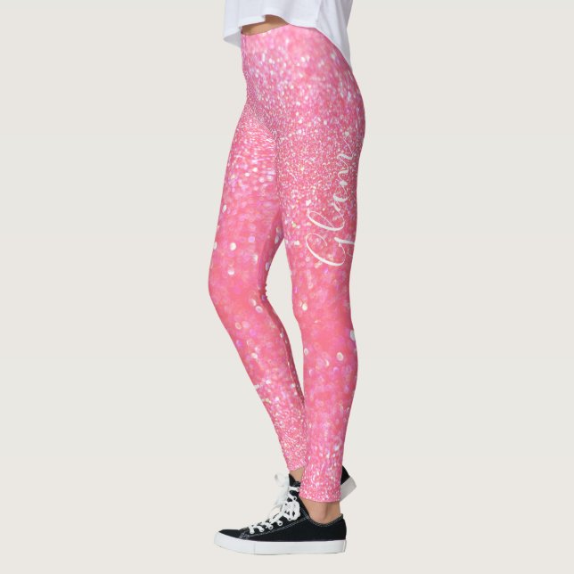Leggings Guêtres - charme rose de parties scintillantes (Gauche)