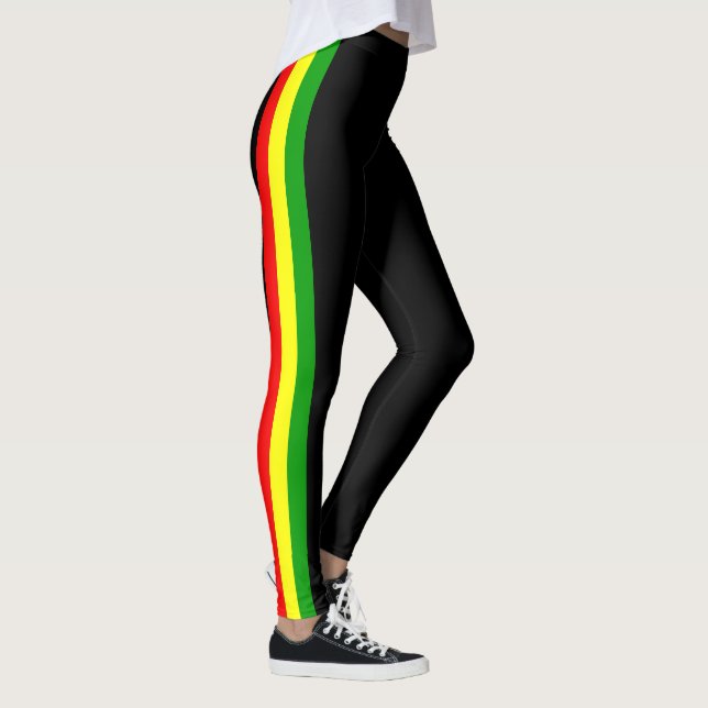 Leggings Guêtres d'Activewear avec des rayures de rasta (Droite)