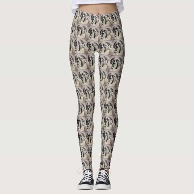 Leggings Guêtres d'amour de chiot de boxeur (Devant)