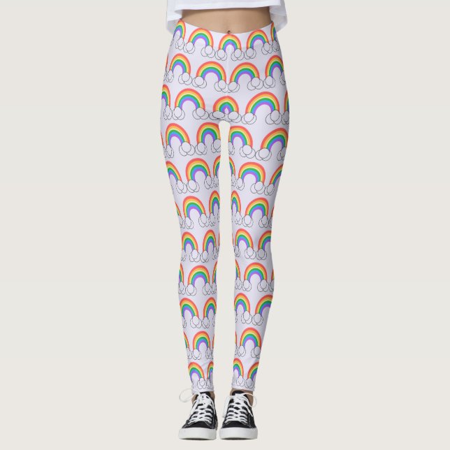 Leggings Guêtres d'ARC-EN-CIEL et de NUAGE (Devant)