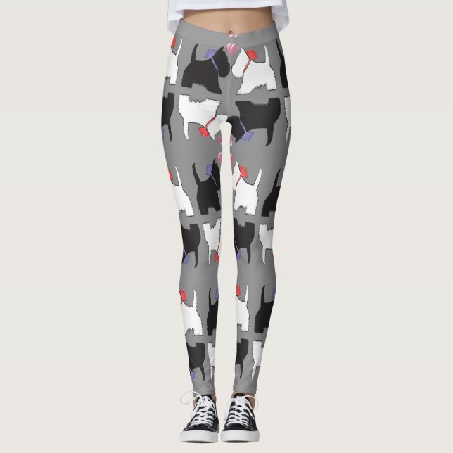 Leggings Guêtres d'art de chien de Westie (Devant)