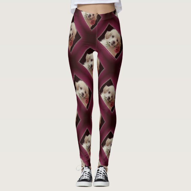 Leggings Guêtres d'art de chiot de caniche de jouet (Devant)