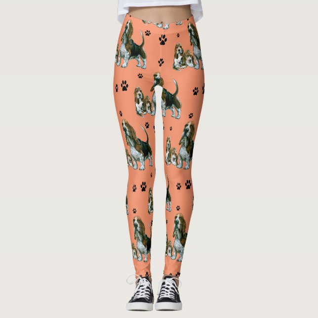 Leggings Guêtres de Basset Hound, chiens de Basset Hound (Devant)