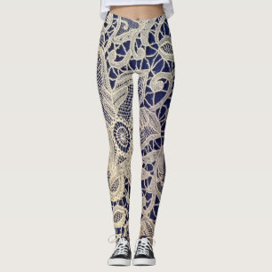 Leggings Guêtres de bleu et de dentelle