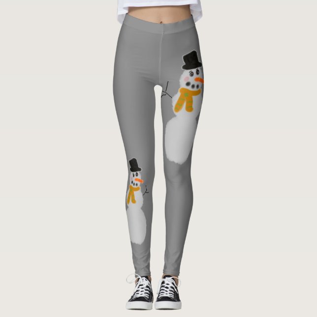 Leggings Guêtres de bonhomme de neige de Noël (Devant)