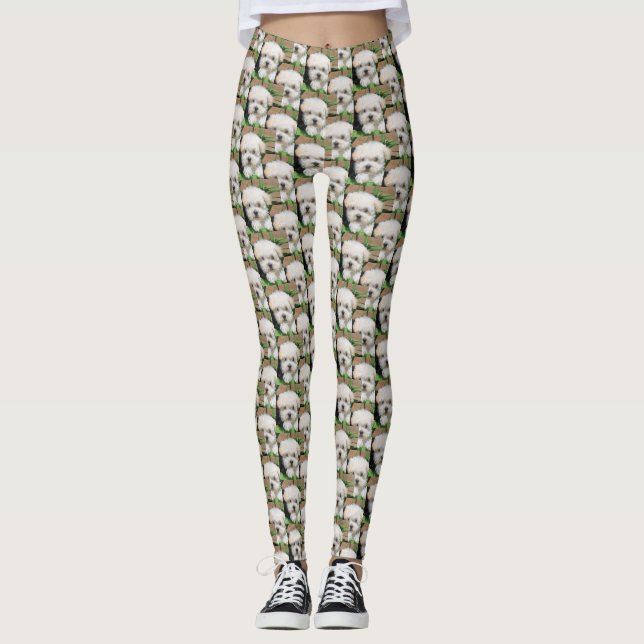 Leggings Guêtres de chiot de Maltipoo (Devant)