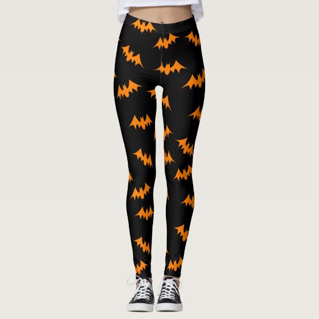 Leggings Guêtres de confettis de batte oranges/noir (Devant)