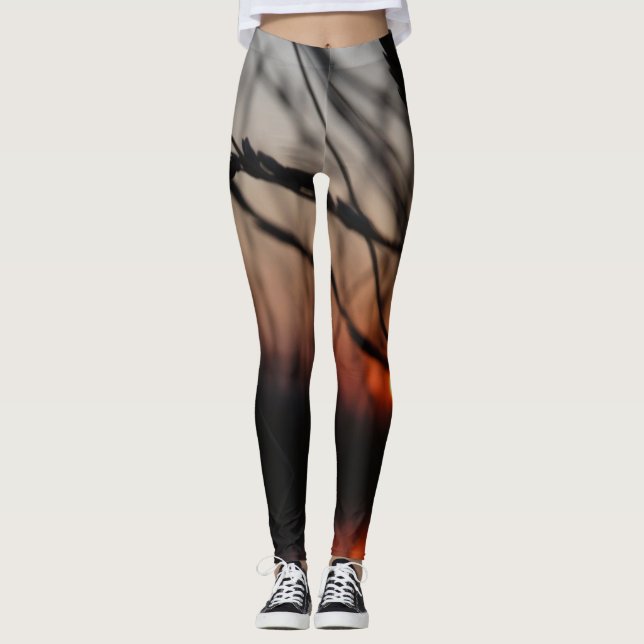 Leggings Guêtres de coutume de photo de coucher du soleil (Devant)