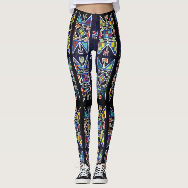 Leggings Guêtres de dessin géométrique de Sioux (Devant)