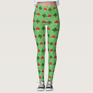 Leggings Guêtres de fête vertes de champignons