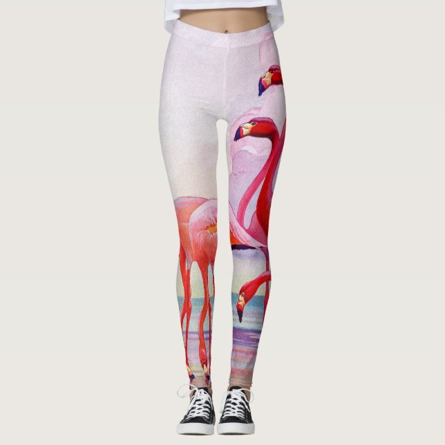 Leggings Guêtres de Flamants roses (Devant)
