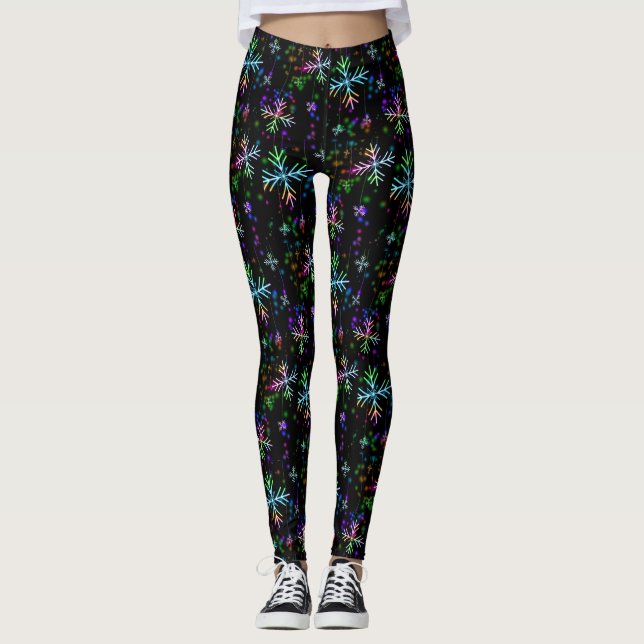 Leggings Guêtres de flocons de neige de Noël (Devant)
