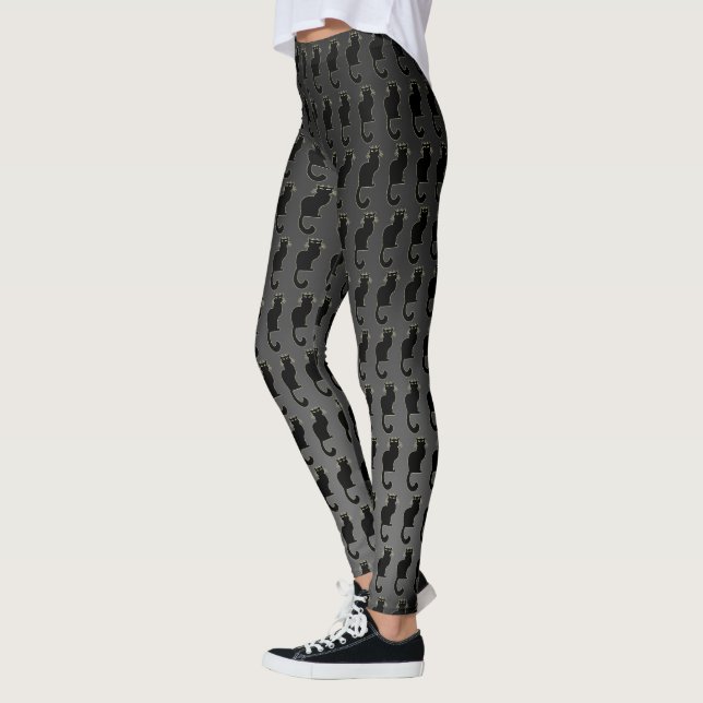 Leggings Guêtres de Halloween de chat noir de guêtres (Gauche)