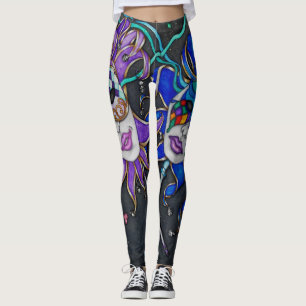 Leggings Guêtres de masque de farceur de comédie/tragédi