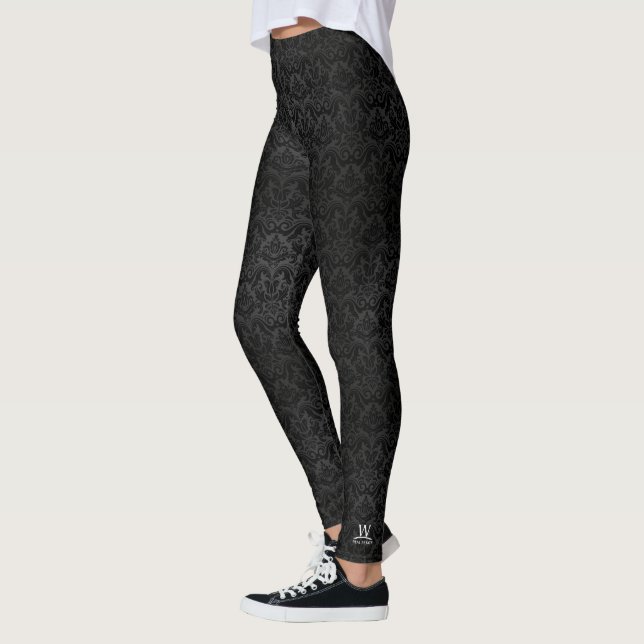 Leggings Guêtres de motif de damassé d'immobiliers de W (Gauche)