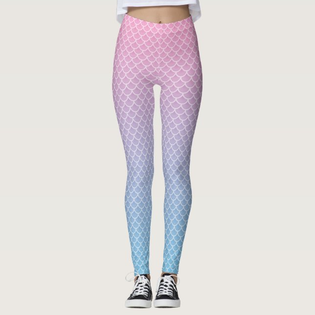 Leggings Guêtres de motif de sirène de Kawaii Ombre (Devant)